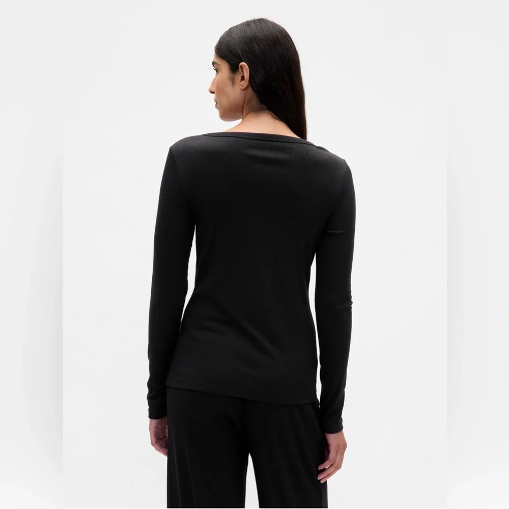 🆕 RESERVED EB GAP Women's Mini Rib PJ Cardigan True Black Medium 8-10 - Picture 3 of 13